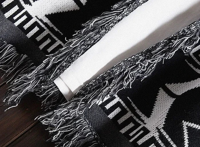 Knit Sweater Male Black Graphic Jacket Men's Clothing Coat No Hoodie Cardigan Tassel Sale V Order Designer Luxury Jumpers Casual