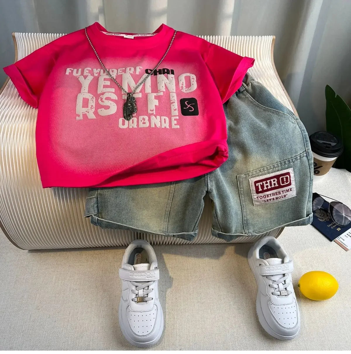 Boys Summer 2025 Boutique Design Outfits Baby Boys Short Sleeve Striped T-Shirt Jeans Shorts 2pcs Korean Clothes for Children