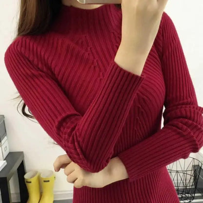 Autumn Winter Turtleneck Sweater Women Basic Slim Pullover Women Sweaters And Pullovers Knit Jumper Ladies Tops 2025