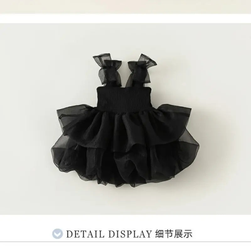 Girls Summer Dress 6M-6Y Children's Clothing Little Girl Sling Fluffy Dress Baby Princess Dress