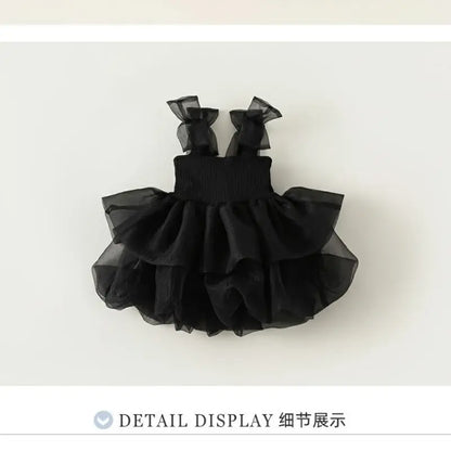 Girls Summer Dress 6M-6Y Children's Clothing Little Girl Sling Fluffy Dress Baby Princess Dress