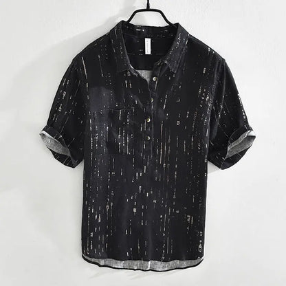 Summer Men Clothing 2025 New Fashion Casual Versatile Shirt Short-sleeved Top Loose Printed Thin