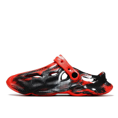 Men's Slippers New 2025 Platform Sandals for Men Anti-slip Mens Shoes Man Wearing Outside Summer Hollow Breathable Flat Pvc