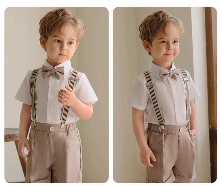 Boys Summer Photograph Dress School Kids Beaufitul Birthday Suit Children Formal Wedding Performance Luxurious Tuxedo Wear