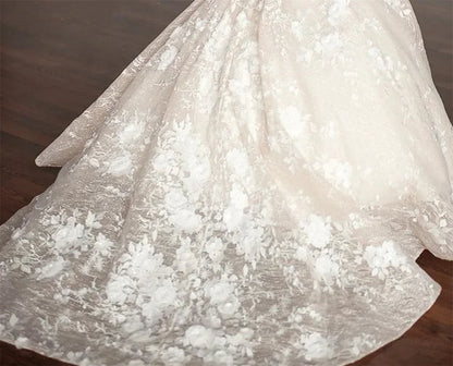 White Flower Girl Dresses for Wedding Floral Lace Appliques Floor Length Princess Kids Birthday Party Communion Party Gown