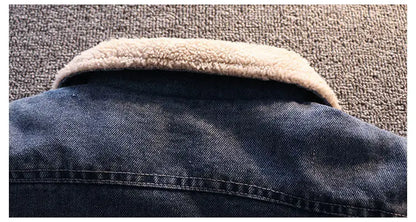 Boys Jacket Autumn and Winter New Children's Baby Plush Thickened Denim Coat  Children's Clothing Kids Winter Coats