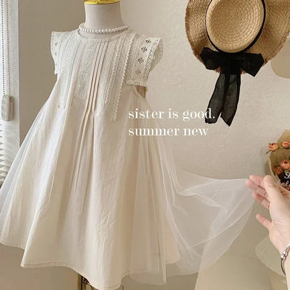 Girls Summer Dress 2025 Korean Toddler Princess Gown Fashionable Kids Dress for Big Girl Trendy Summer Clothes Cute Party Outfit