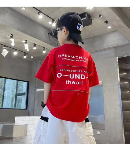 Boys Summer Set 2024 New Western Style Summer Children's Korean Loose Short Sleeved Workwear Two Piece Set Trendy