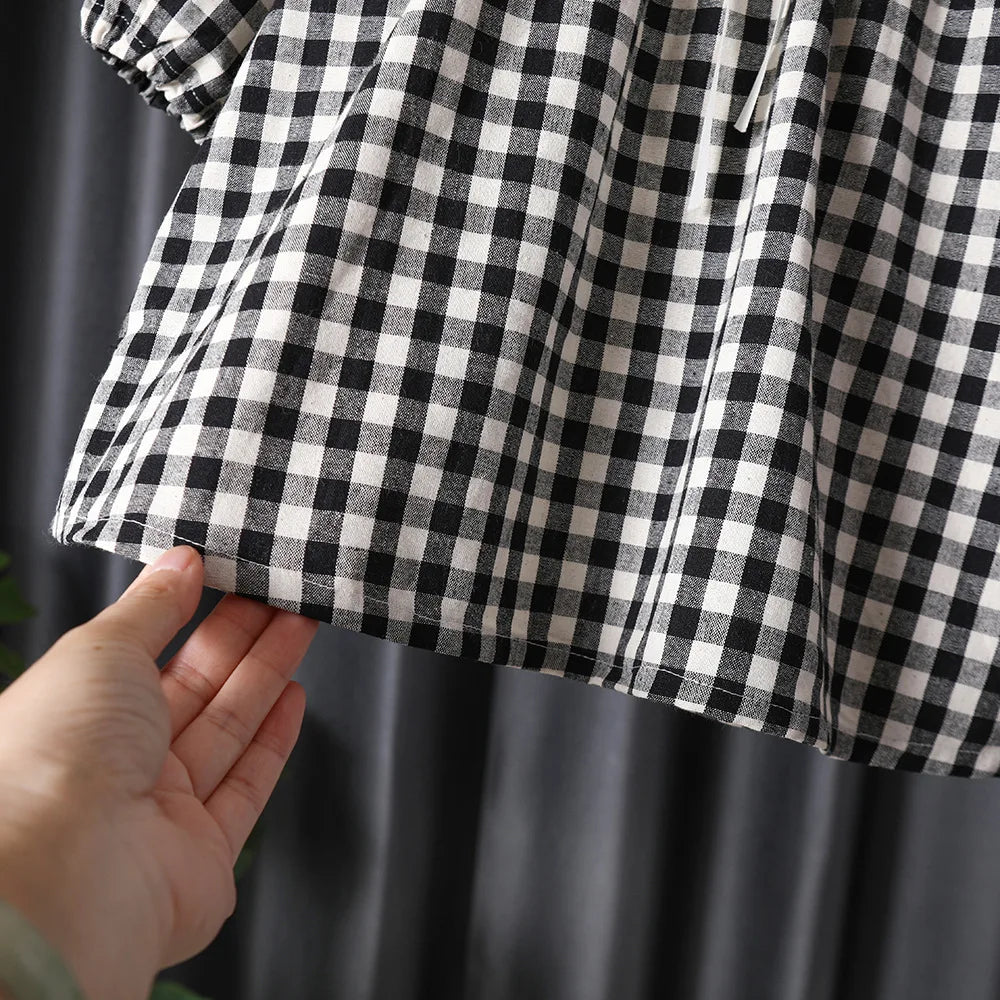 Girl's Sweet  Princess Dress Children Spring Autumn Baby Infants Bow Plaided Patchwork Party Dresses Vestidos Kids