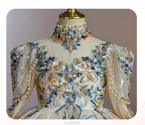 Girls Summer Party Dress Puffy PrincessFlower Pageant Host Formal Gown Girl Outfit Piano Recital Performance Birthday Wedding