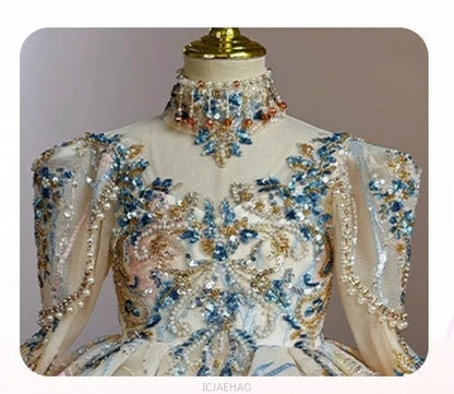 Girls Summer Party Dress Puffy PrincessFlower Pageant Host Formal Gown Girl Outfit Piano Recital Performance Birthday Wedding