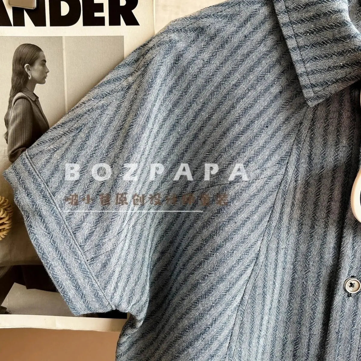 Boys Summer Clothes set 2025 New Handsome and Simple Striped Short Sleeved Shirt Shorts Casual Wear Loose Calf-Length Pant 2-10Y