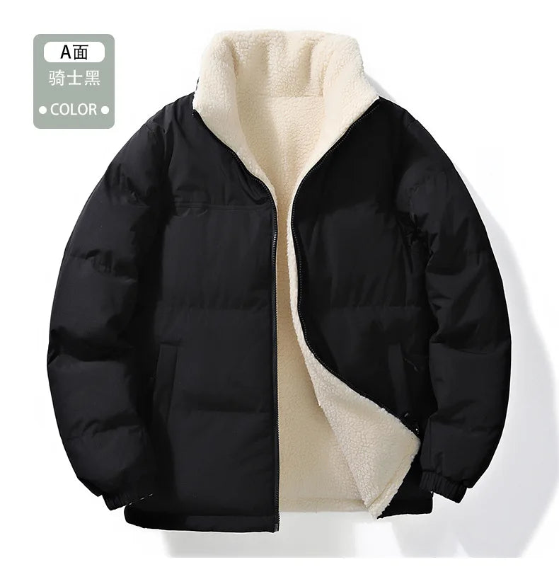 Winter Cotton Coat for Men - New Style, Lamb Hair Padded Cotton Coat, Double-sided Wear, Loose and Warm Cotton Jacket for Women