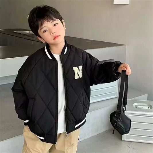 Winter Boys Baseball Coat Girls Warm Jacket Children Thicken Cotton Clothes Autumn New Kids Letters Fashion Outwears 4-12 Years