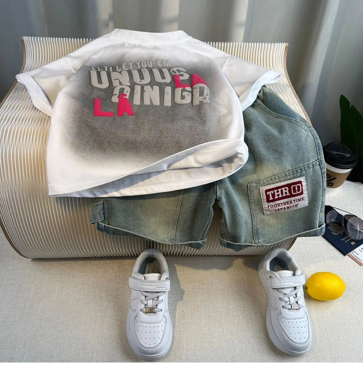 Boys Summer 2025 Boutique Design Outfits Baby Boys Short Sleeve Striped T-Shirt Jeans Shorts 2pcs Korean Clothes for Children