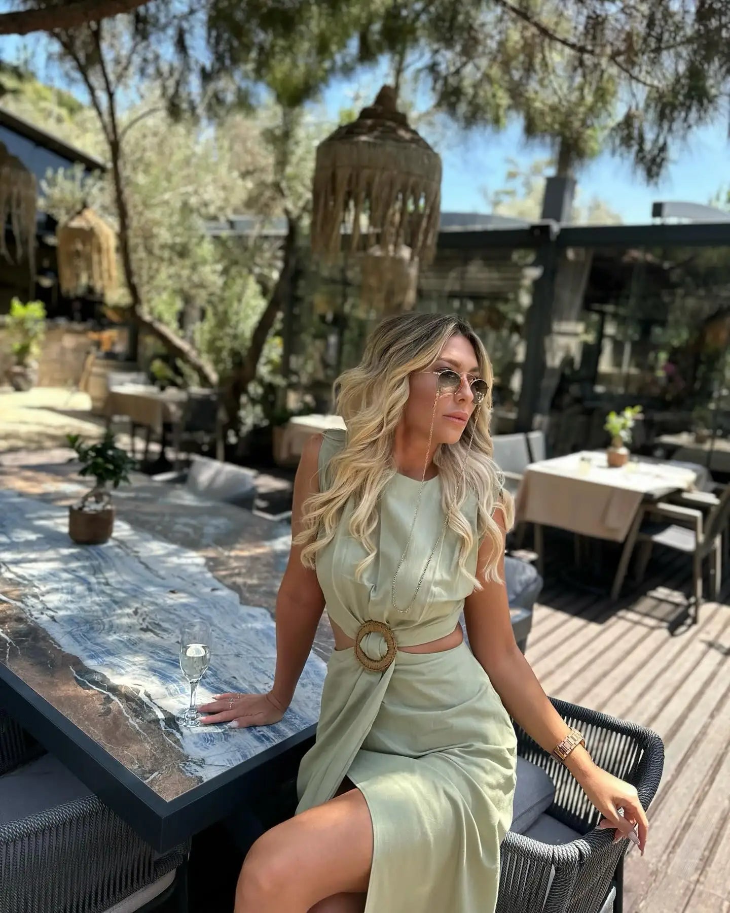 Summer Dress For Women 2024 Solid Waist Hollow Out O-Neck Sleeveless Slit Long Dresses Wild Casual Beach Woman Even Dress