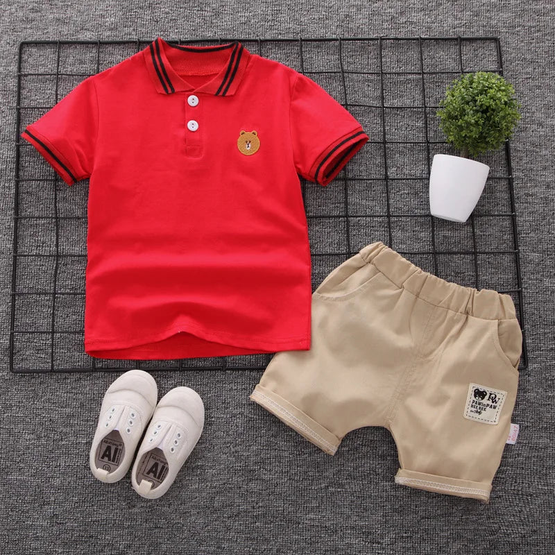 Baby Boy Clothes Summer Children Clothing Polo Shirt Sets Boys Short Toddler Sleeve T-shirt Kids Sports Suit 2pcs Cotton 1-5y (Available)
