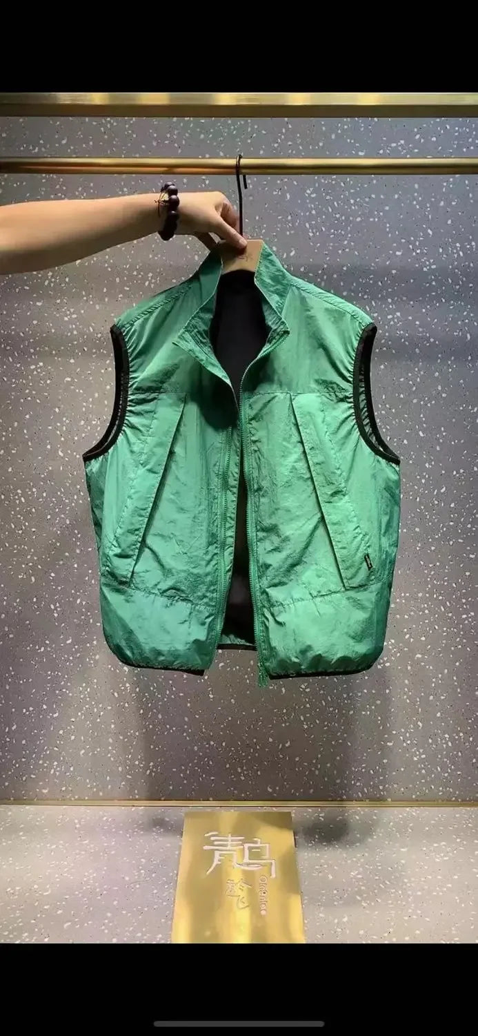 New Summer Products High-quality Casual Vests for Men's Trendy Zipper Temperament Versatile Collar