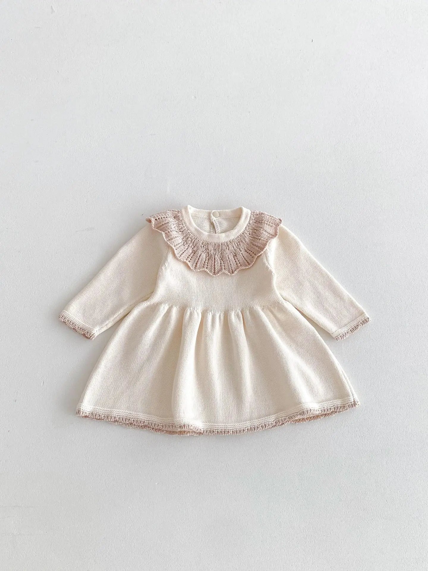 Dress for Baby Girls Soft Knitted Dress Autumn Winter Sweet Pink Princess Dress Girls Sweater Casual Baby Girl Clothing