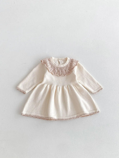 Dress for Baby Girls Soft Knitted Dress Autumn Winter Sweet Pink Princess Dress Girls Sweater Casual Baby Girl Clothing