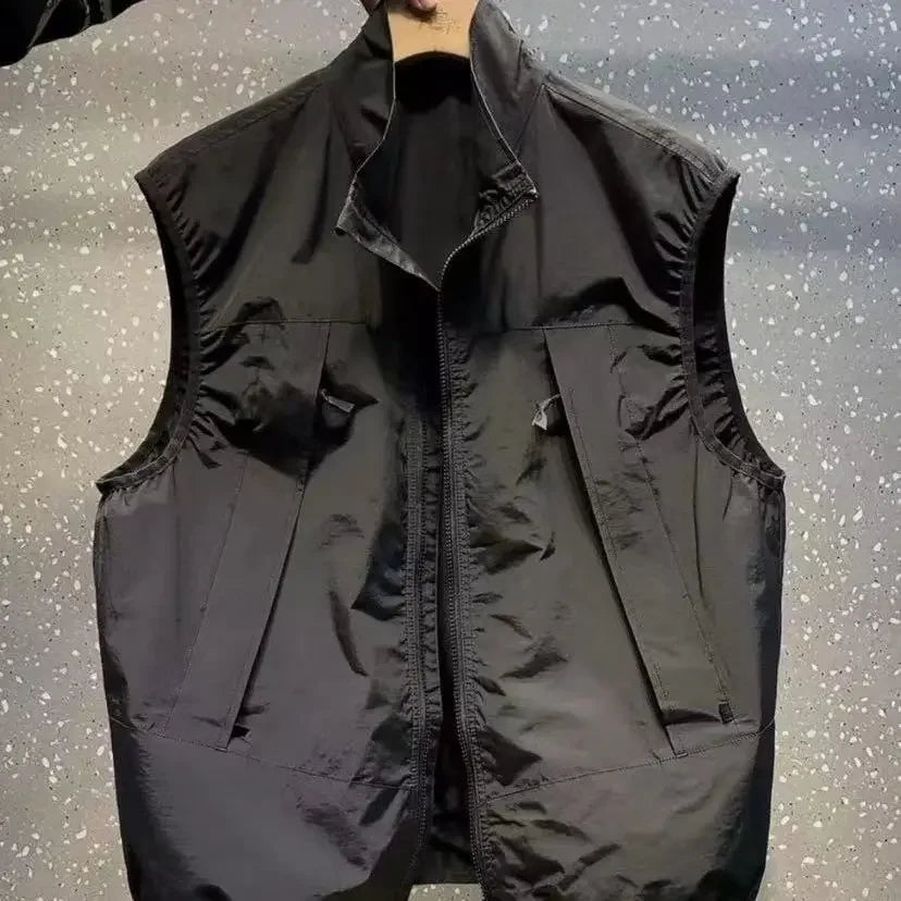 New Summer Products High-quality Casual Vests for Men's Trendy Zipper Temperament Versatile Collar
