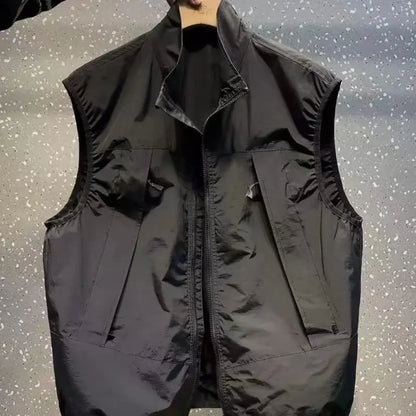 New Summer Products High-quality Casual Vests for Men's Trendy Zipper Temperament Versatile Collar