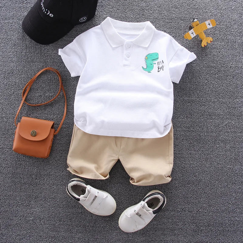 Baby Boy Clothes Summer Children Clothing Polo Shirt Sets Boys Short Toddler Sleeve T-shirt Kids Sports Suit 2pcs Cotton 1-5y (Available)
