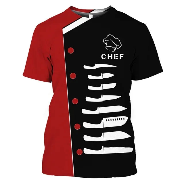Summer Tide Fashion Chef's Knife Picture Men T-Shirts  Casual 3D Print Tees Hip Hop Personality Round Neck Short Sleeve Tops