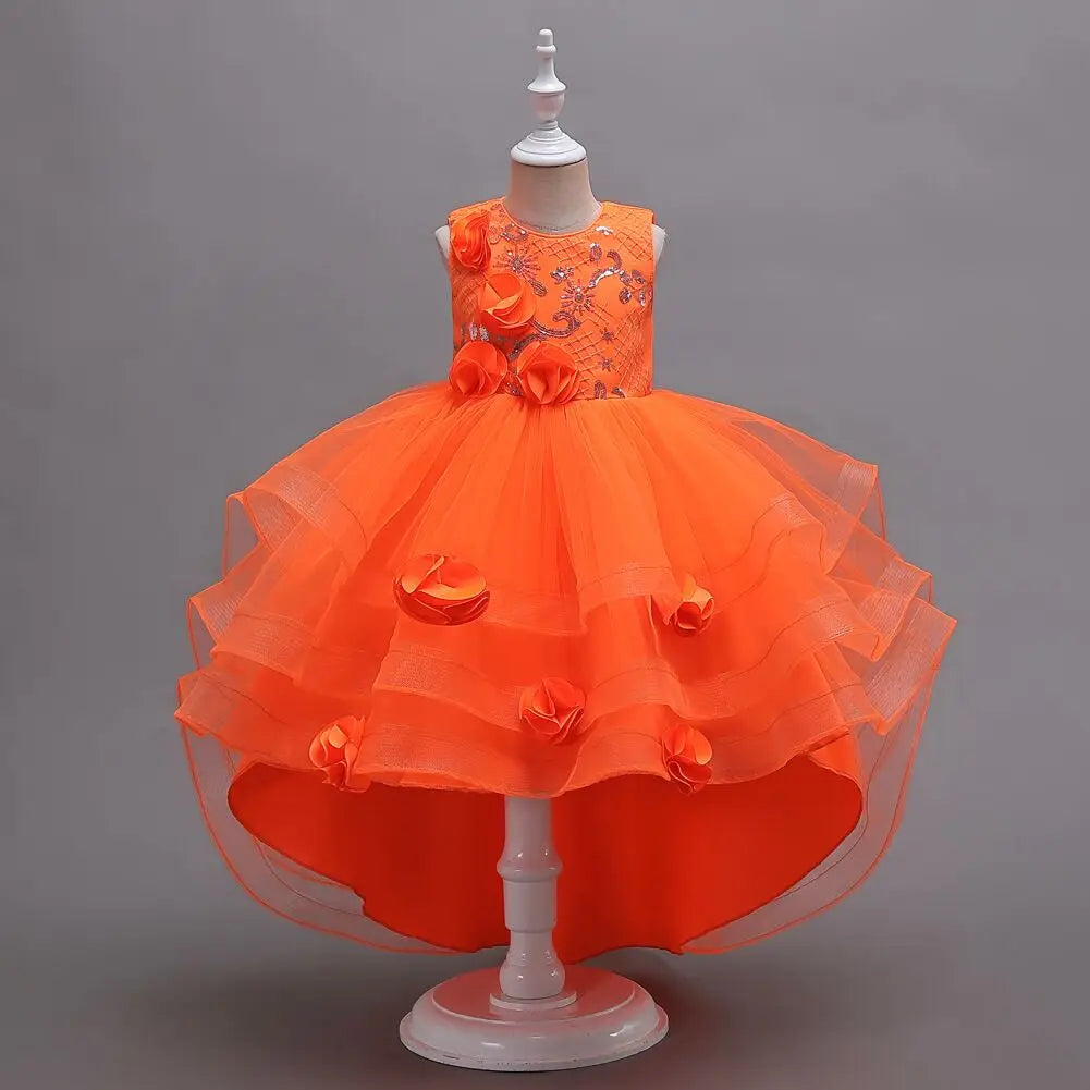 Summer 2025 Girls Dresses Kids Trailing Dresses Girls Kids Long Princess Dress Party Wedding Dresses 5 to 12 Years Old