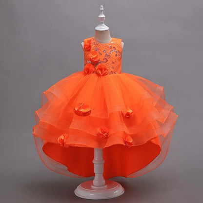 Summer 2025 Girls Dresses Kids Trailing Dresses Girls Kids Long Princess Dress Party Wedding Dresses 5 to 12 Years Old