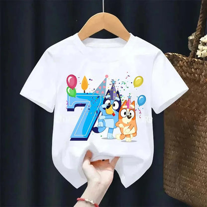 Boys Girl Summer Short Sleeve Children T-shirt Cartoon Birthday Digital Print Breathable Baby Tee Tops Y2k Kawaii Kids Clothing