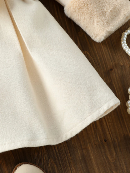 Girls Jackets Children Elegant Fur Collar Coats Kids Single Breasted Tweed Coats Toddler Autumn Winter Clothes 2-6Y Fashion Warm