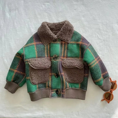 Autumn Winter Kids Boy's Clothes Baby Outfits Lamb Wool Cardigan Jacket Outerwear For Boys Baby Clothing Jackets Coats
