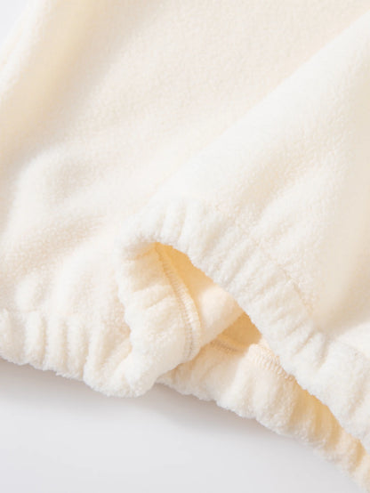 Girls Winter Casual Outfit Solid Color Fleece Thickened Hoodie Pants Clothes Set Half-Zip Children Sweater Sets