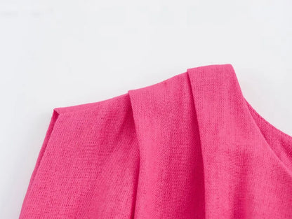 Summer Dress For Women 2024 Solid Waist Hollow Out O-Neck Sleeveless Slit Long Dresses Wild Casual Beach Woman Even Dress