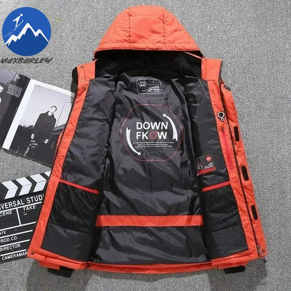 -20 Degree Winter Men White Duck Down Jacket Thick Warm Snow Coat Male Hood Windbreaker Down Parkas Outerwear Sportswear Puffer