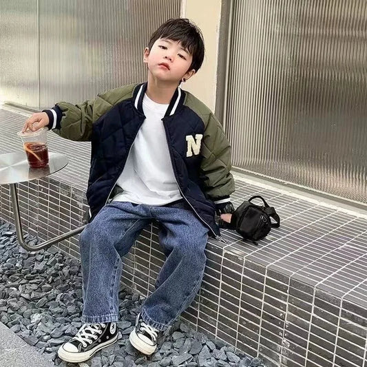 Winter Boys Baseball Coat Girls Warm Jacket Children Thicken Cotton Clothes Autumn New Kids Letters Fashion Outwears 4-12 Years