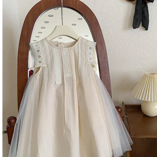 Girls Summer Dress 2025 Korean Toddler Princess Gown Fashionable Kids Dress for Big Girl Trendy Summer Clothes Cute Party Outfit