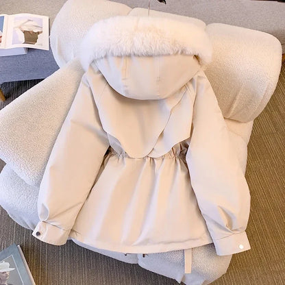 2025 New Fashion Women Winter Jacket Big Fur Collar Parkas Coat Long Coat Hooded Warm Wool Liner Female  Snow Wear Padded Parka