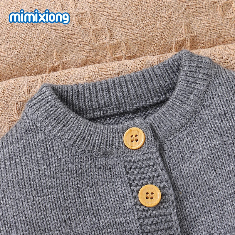 Winter Baby Clothes Set Autumn Casual Long Sleeve Knitted Infant Boys Girls Sweaters Cardigans+Rompers Outfits 2pcs Toddler Wear
