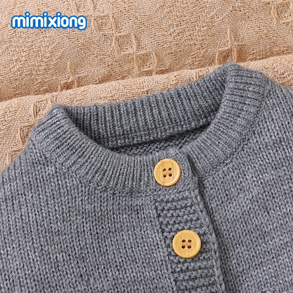 Winter Baby Clothes Set Autumn Casual Long Sleeve Knitted Infant Boys Girls Sweaters Cardigans+Rompers Outfits 2pcs Toddler Wear