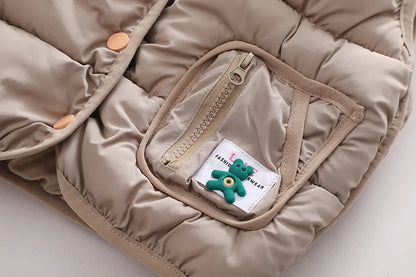 Winter New Baby Hooded Cotton Coat Long Sleeve Set for Boys and Girls' Vest with Velvet and Thickened Casual Three Piece Set