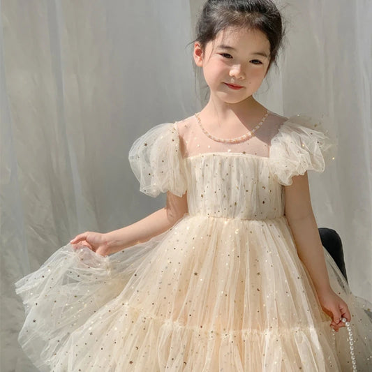 Summer Kids Girls' Dress  Baby Temperament Princess Dress Cute Sweet Children's Dress Westernized Dreamy Yarn Dress