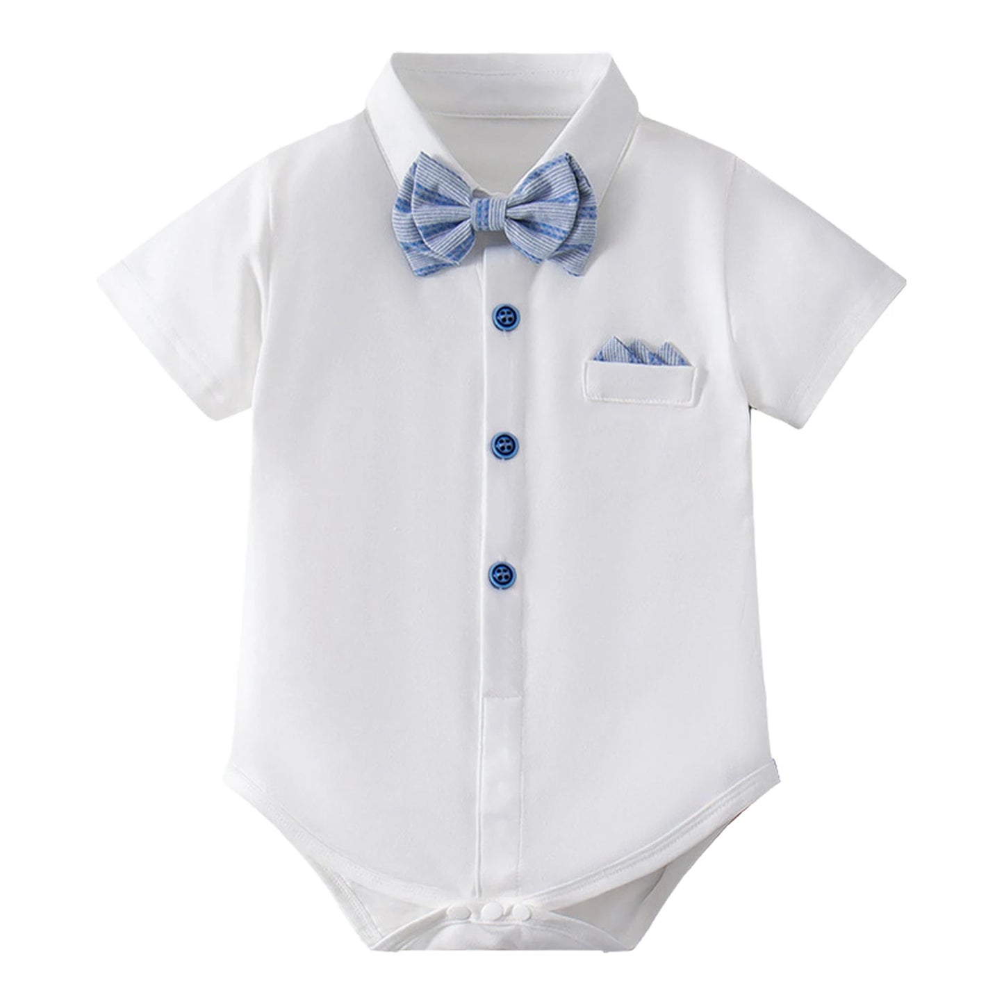 Baby Boys Summer Short Sleeve Lapel Bow Tie Romper with Suspender Shorts Beret Christening Birthday Wedding Party Gentlemen Suit