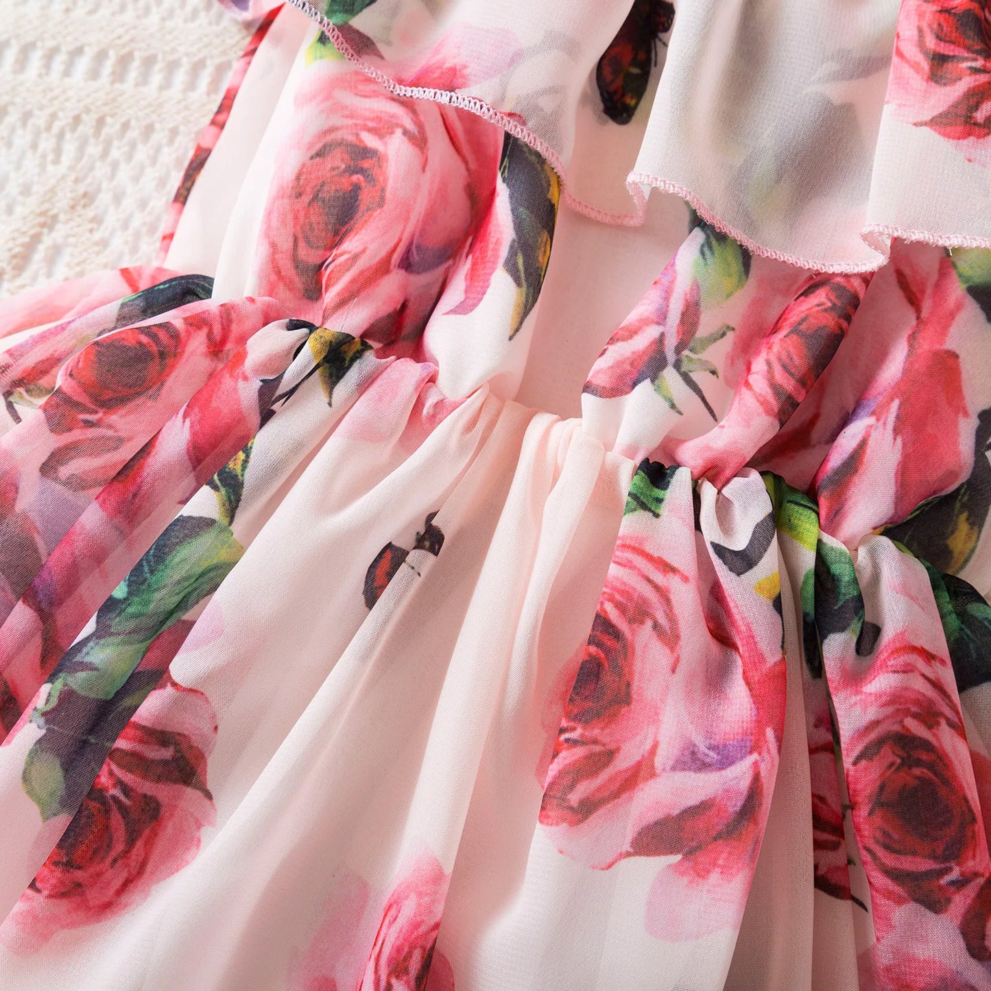 Summer Dress Girls' Clothing Fashion Halter Chiffon Floral Princess Dress Children Dresses Baby One-Piece Holiday Daily Dress