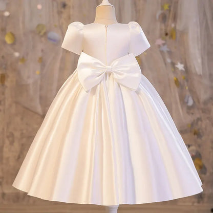 Girls Party Dresses Summer Luxury Elegant Bow Princess Dress Kids Baptism Lace Wedding Vest Birthday Evening Clothes 1-16 Year