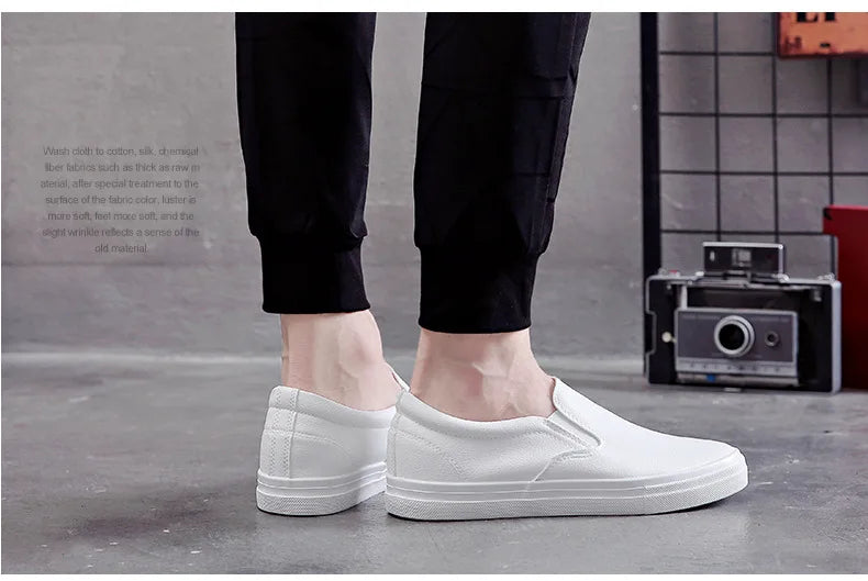 New Shoes for Men Leather Casual Shoes Spring Fashion Concise Flat Shoes 2 Colors Slip-on Loafers