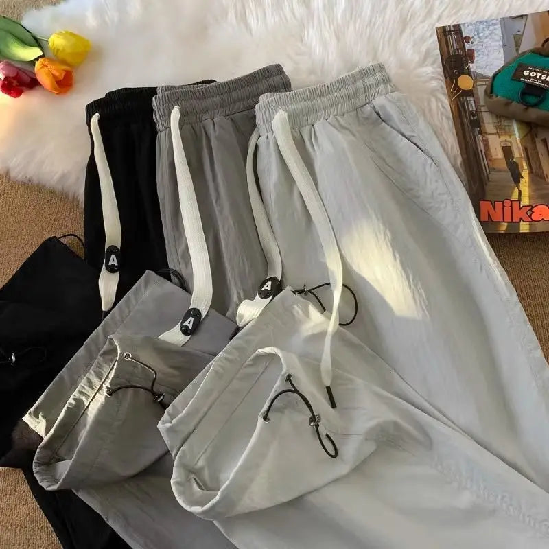 Summer Pants for Men Trendy and Versatile Loose Straight-leg Teenage American Quick-dry Cargo Casual