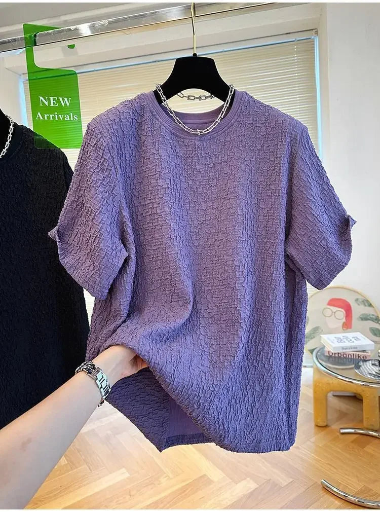 Summer Men Loose T-Shirts Casual Lazy Breathable Quick Drying Short Sleeves Cool Fashion Korean Outdoor High Street Top