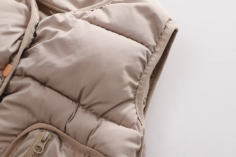 Winter New Baby Hooded Cotton Coat Long Sleeve Set for Boys and Girls' Vest with Velvet and Thickened Casual Three Piece Set